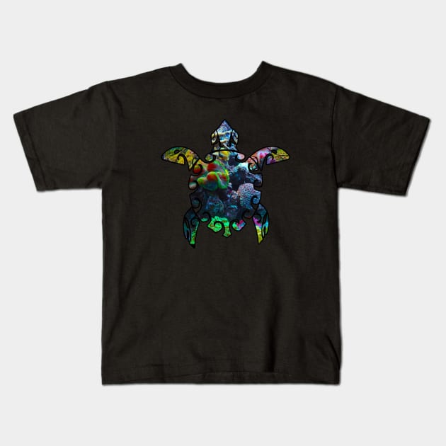 Tropical Coral Reef Sea Turtle Kids T-Shirt by ACGraphics